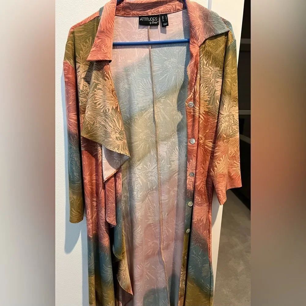 Attitudes by Renee Regular Printed Duster with Affirmation M